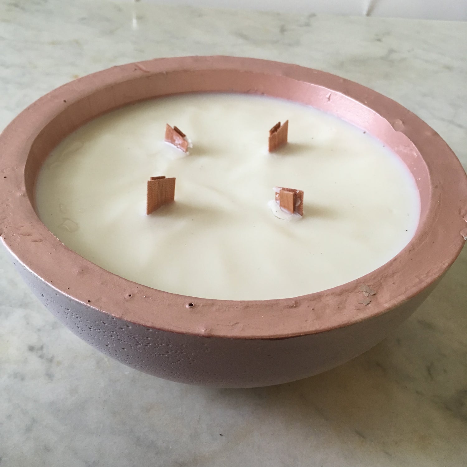 Cement Bowl All Natural Wood Wick Candle